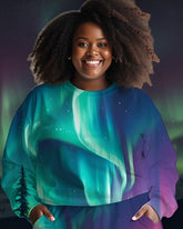 Women  Plus Size aurora borealis northern lights forecast Print Sweatshirt Pants Suit